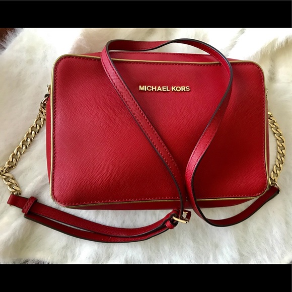 MK Jet Set Large Saffiano Leather Crossbody Bag - Picture 1 of 3